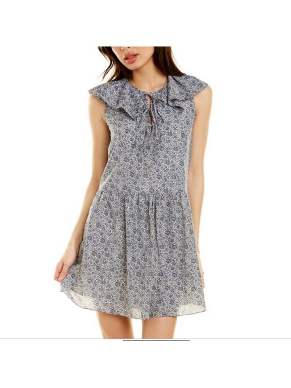 Rebecca Taylor Blue Nouveau Dainty Floral Silk Blend Mini Dress